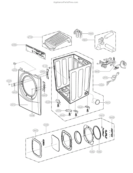 Parts for LG DLGX4271V: Cabinet and Door Parts - AppliancePartsPros.com