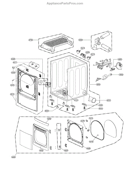 Parts for LG DLGX6002V: Cabinet and Door Assembly Parts