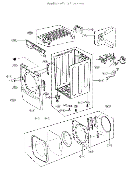 Parts for LG DLGX8001V: Cabinet and Door Assembly Parts ...