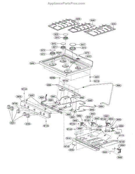 Parts For Lg Ldg3015st: Cooktop Parts - Appliancepartspros.com