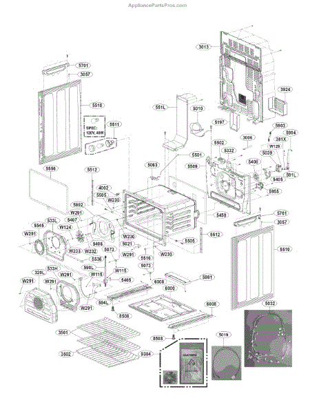 Parts for LG LDG4315ST: Lower Cavity Parts - AppliancePartsPros.com