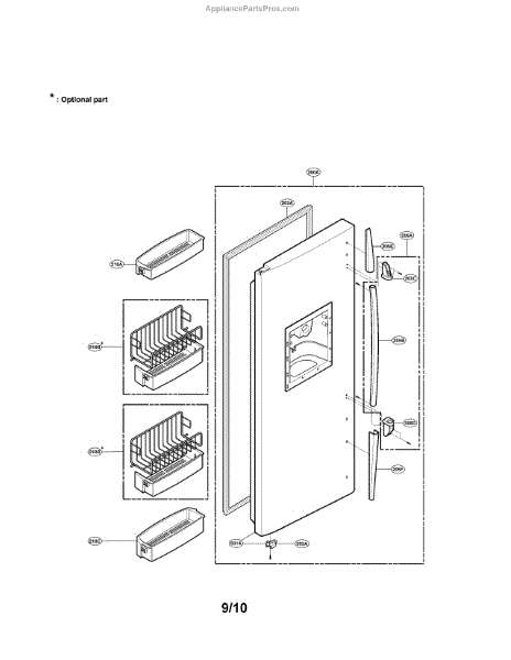 Parts For Lg Lrsc26915tt Freezer Door Part Parts