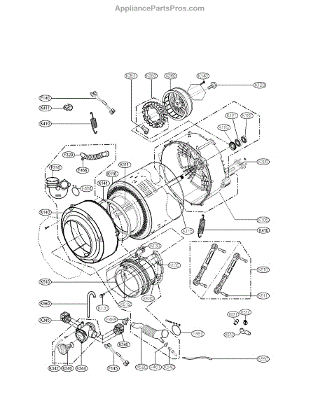 Parts for LG WM1355HW: Drum and Tub Assembly Parts - AppliancePartsPros.com