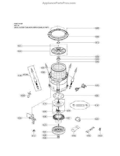 Parts for LG WT5101HW: Exploded View of Tub Assembly Parts