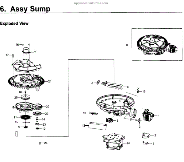 Parts for Samsung DW80K5050US/AA / 0000 Sump Parts