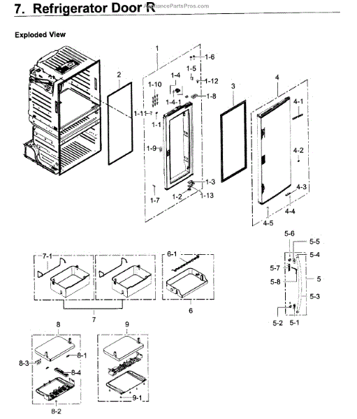 Parts for Samsung RF28JBEDBSG/AA / 0006: Fridge Door R Parts ...