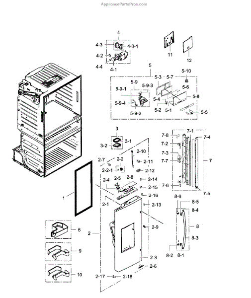 Parts for Samsung RF28JBEDBSG/AA / 0004: Left Door Parts ...