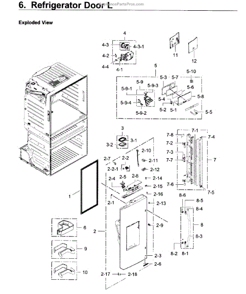 Parts for Samsung RF28JBEDBSR/AA / 0004: Refrigerator Door L Parts ...