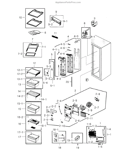 Parts for Samsung RS22HDHPNSR/AA / 0000: Refrigerator Parts ...