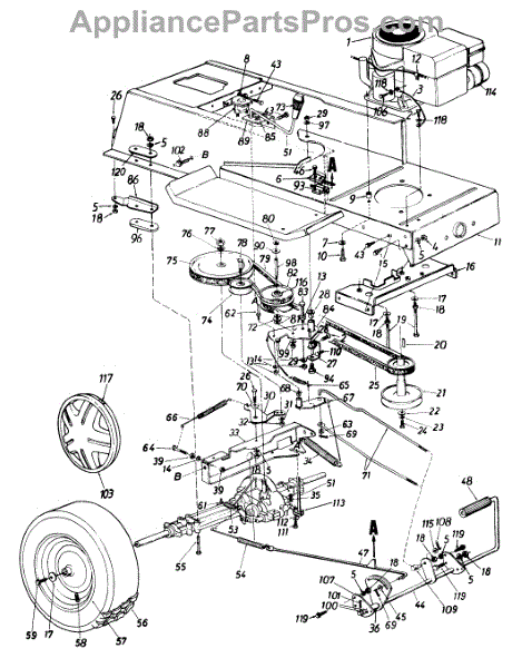 Parts for Mtd 132-650F305 / 1992: Engine and Pulley Assembly Parts ...