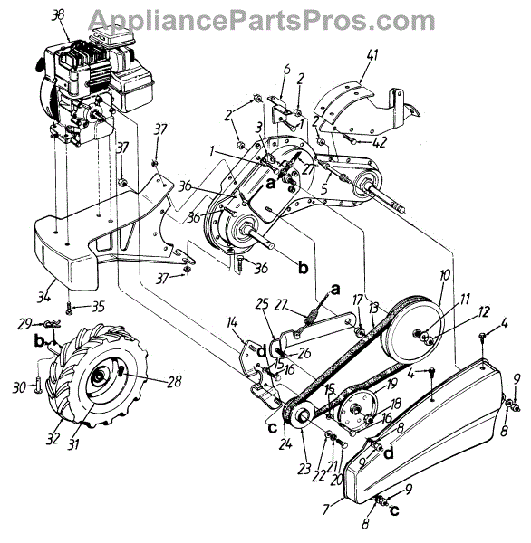 Parts for Mtd 215-410-352 / 1995: Rear Tine Tiller-Lower Assembly Parts