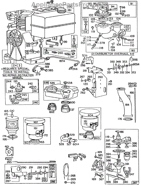 Parts for Briggs & Stratton 061353-0127-99: Carburetors,aircleaners ...