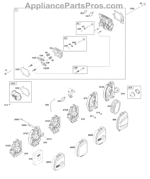 Parts For Briggs & Stratton 09P702-0144-F1: Air Cleaner, Cylinder Head ...