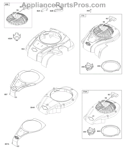 Parts For Briggs & Stratton 09P702-0144-F1: Blower Housing, Rewind ...