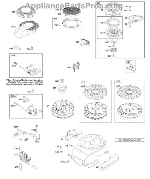 Parts For Briggs & Stratton 126T02-0177-B1: Blower Housing, Flywheel ...