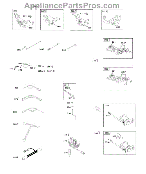 Parts for Briggs & Stratton 128T05-1268-B1: Controls, Electrical ...