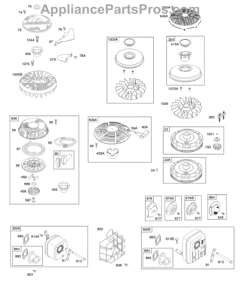 Parts for Briggs & Stratton 215807-0135-B1: Exhaust System, Flywheel ...