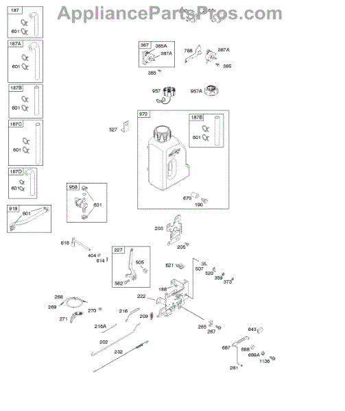 Parts for Briggs & Stratton 217907-0028-E9: Controls, Governor Spring ...