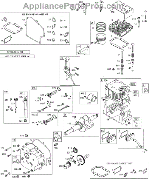 Parts for Briggs & Stratton 256417-1134-E1: Cam, Crankcase Cover / Sump ...