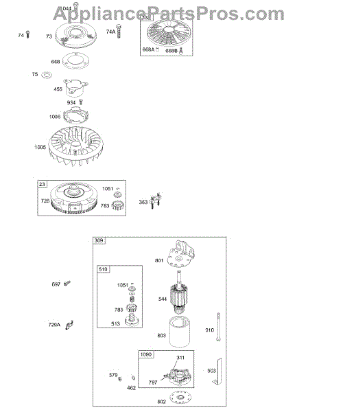 Parts for Briggs & Stratton 311777-0143-E1: Electric Starter, Flywheel ...