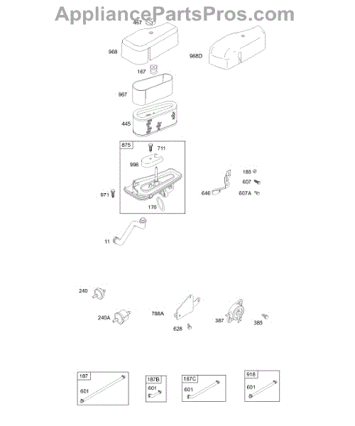 Parts for Briggs & Stratton 313777-0134-E1: Air Cleaner, Fuel, Muffler ...