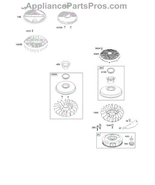 Parts for Briggs & Stratton 31C707-0230-E1: Flywheel, Rewind Starter ...