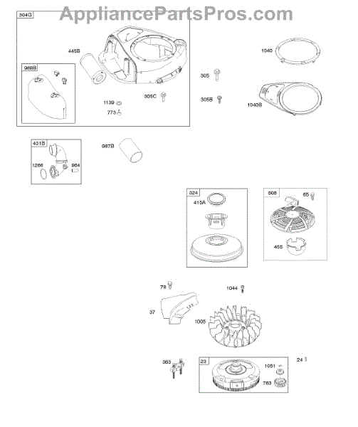 Parts for Briggs & Stratton 31R7070001G1 Air Cleaner, Blower Housing