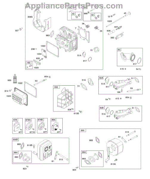 Parts For Briggs & Stratton 31R907-0007-G1: Cylinder Head, Exhaust ...