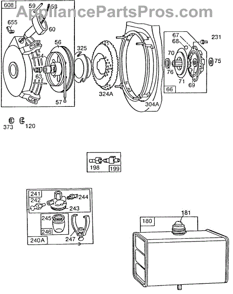 Parts for Briggs & Stratton 422437-1052-02: Rewind Starter Assy ...