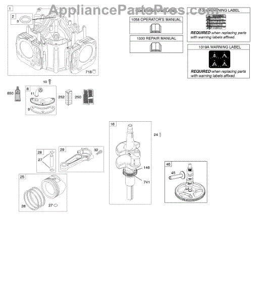 Parts For Briggs & Stratton 445877-0760-B1: Camshaft, Crankshaft ...