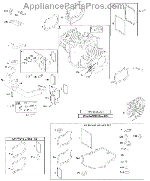 Parts for Briggs & Stratton 461707-0147-E1: Crankcase Cover / Cylinder