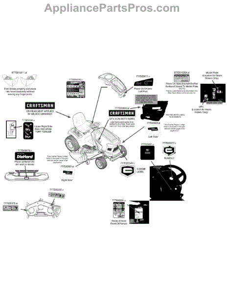 Parts for Craftsman 247.204450 / 2015: Label Map Parts ...