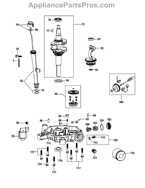 Parts for Craftsman 247.290000 / 2013: 4P90JUA Crankshaft & Crankcase ...