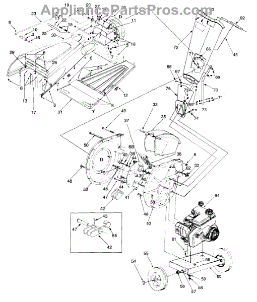 Parts for Craftsman 247.775870 / 1999: 6.5 H.p. Chipper-Shredder Parts ...