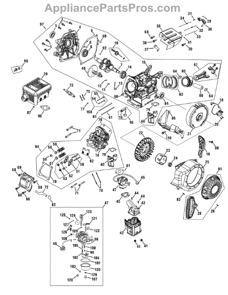 Parts for Craftsman 31A-2M1A799 / 2009: Engine Assembly 161-Jwa Parts ...