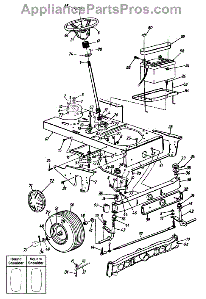 Parts for Huskee / Husky 14AJ848H131 / 2000: Axle, Front, Steering ...