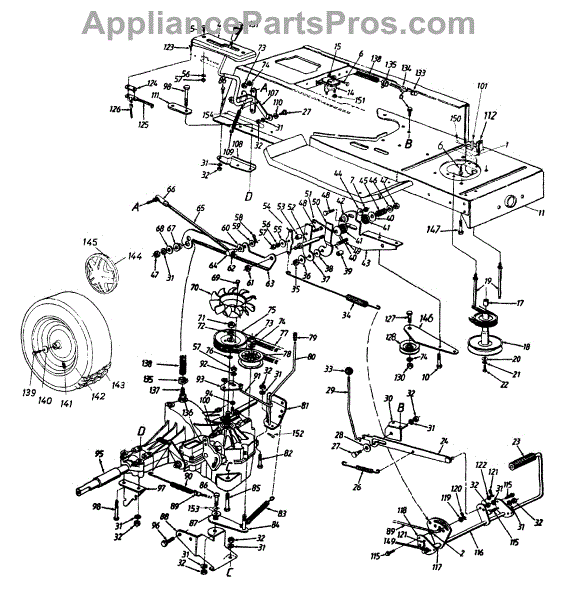 Parts for Lawn Chief 13BG698H022 / 1999: Drive, Wheels, Rear, Pedal ...