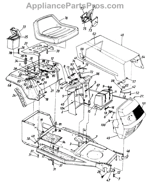 Parts for Montgomery Ward TMO-3394704 / 1992: Hood and Throttle ...