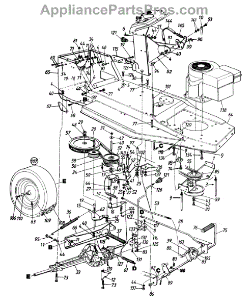 Parts for Mtd Gold 136C451F382 / 1996: Wheels, Rear / Pedal Assembly ...