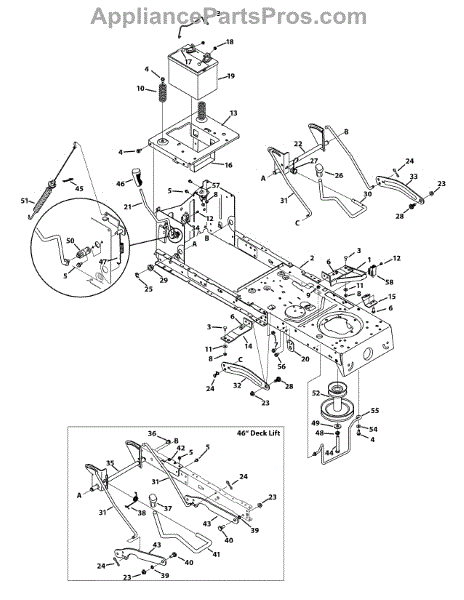 Parts for Murray 13AM77LS058 / 2012: Frame & Pto Lift Parts ...