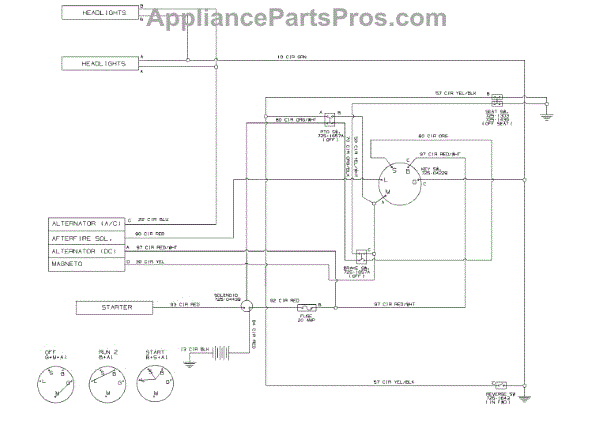 Parts for Murray 13AO785S058 / 2013: Wiring Schematic Parts ...