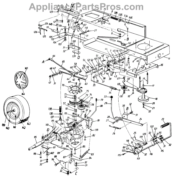 Parts for Power Kraft TMO-3400005A / 1995: Drive / Wheels, Rear / Pedal ...