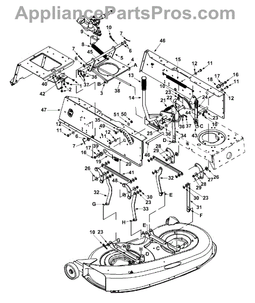 Parts for Ranch King 13AD698G205 / 2002: Deck Lift & Hanger Assembly ...