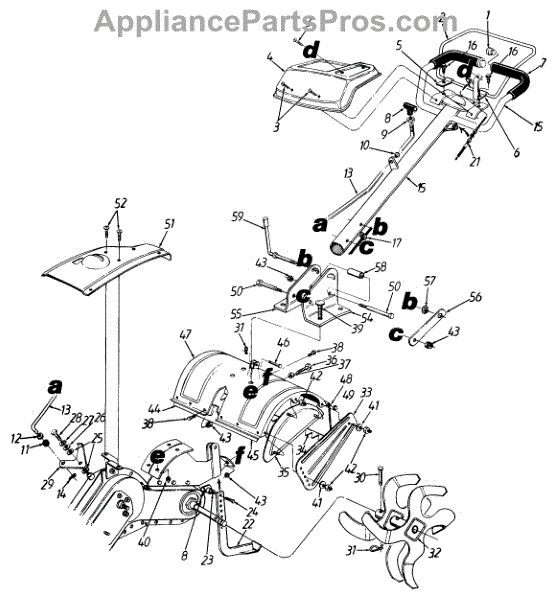 Parts for Ranch King 215-410-205 / 1995: Rear Tine Tiller-Upper ...