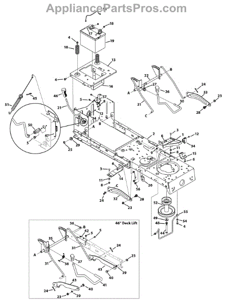 Parts for Yard Machines 13AC762F000 / 2010: Frame & Pto Lift Parts ...