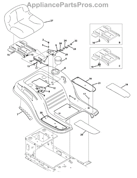 Parts for Yard Machines 13AN775S000 / 2012: Seat & Fender Parts ...