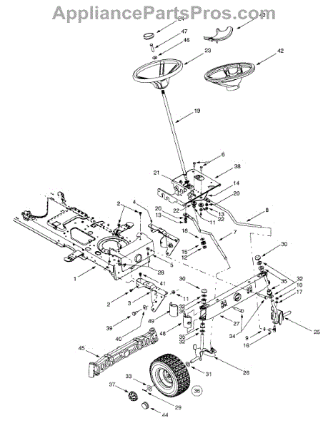 Parts for Yard Machines 13BK608G129 / 2001: Axle & Wheels Front and ...