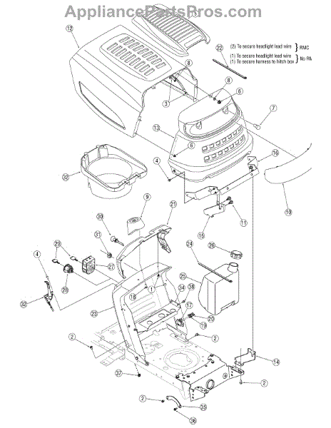 Parts for Yard Machines 13RN771H729 / 2007: Hood Style 1 and 5 Parts ...