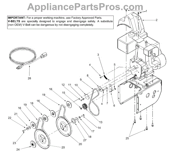 Parts for Yard Machines 31AE640F000 / 2004: Belts & Engine Accessories ...