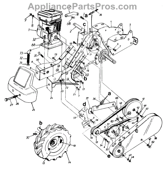 Parts for Yard-Man 215-447-401 / 1995: Rear Tine Tiller-Lower Assembly ...